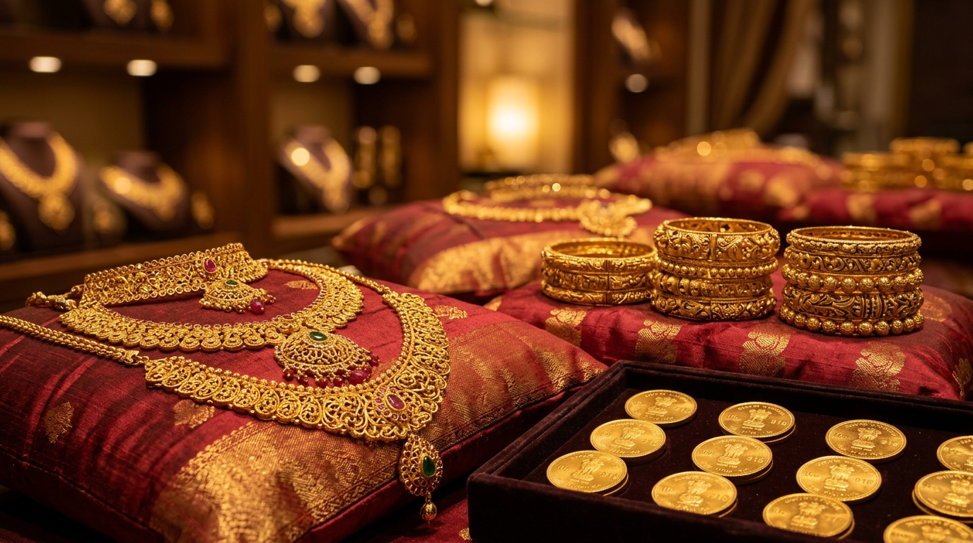 22K gold necklaces and 916 hallmark gold coins at VJ Jewellers Calgary