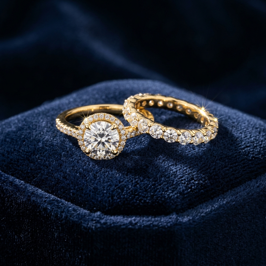 22K Gold and Diamond Wedding Rings Calgary