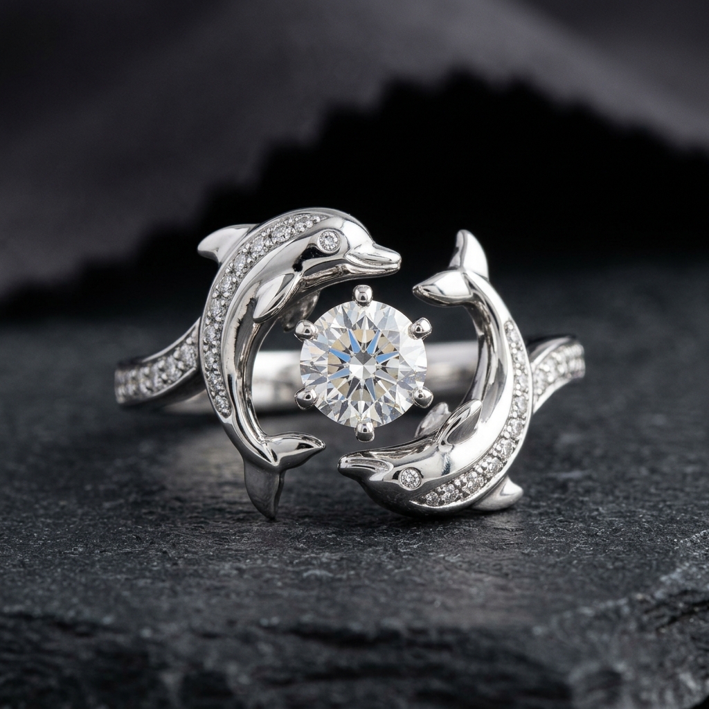 Dolphin Diamond Ring