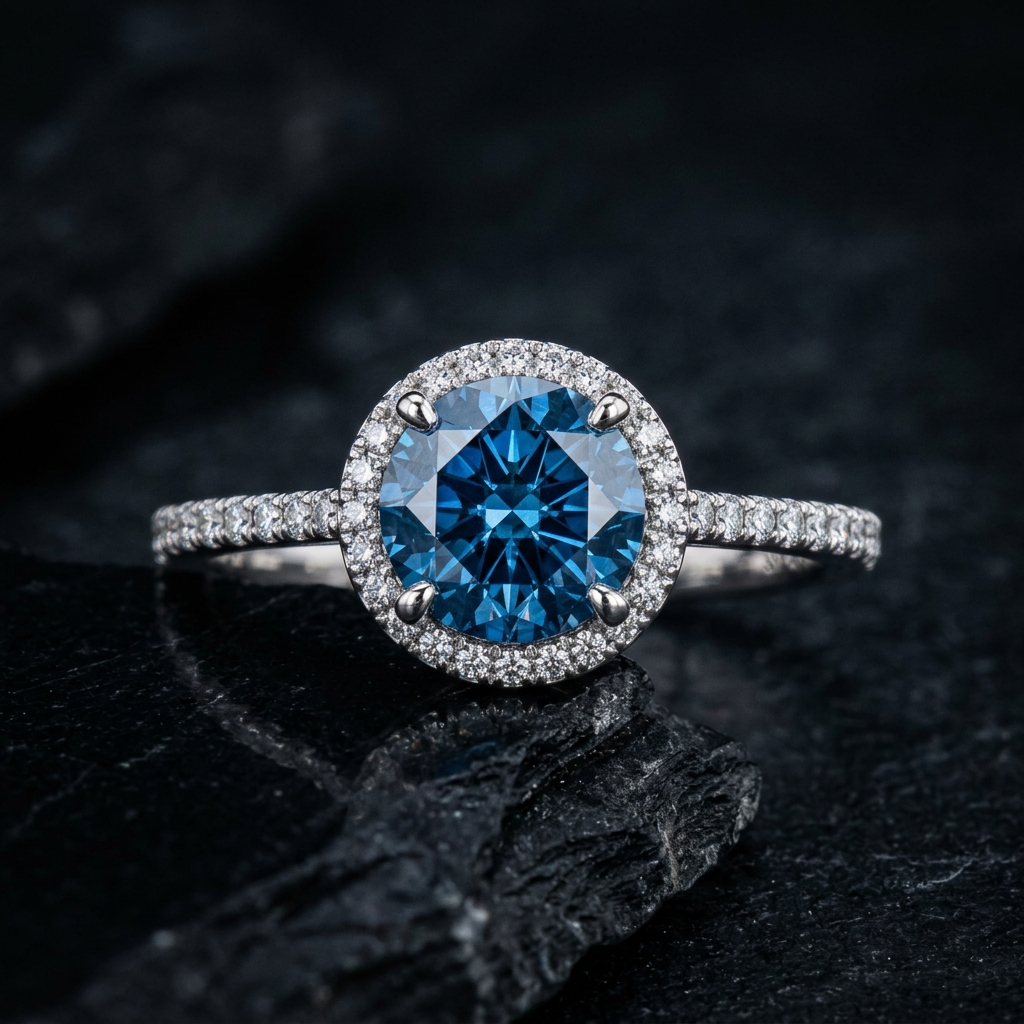 Ocean Blue Diamond Ring